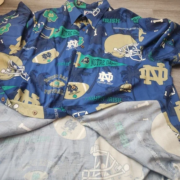 Reyn Spooner Sports Blue Shirt Size XXL University of Norte Dame Football Irish - Picture 9 of 16